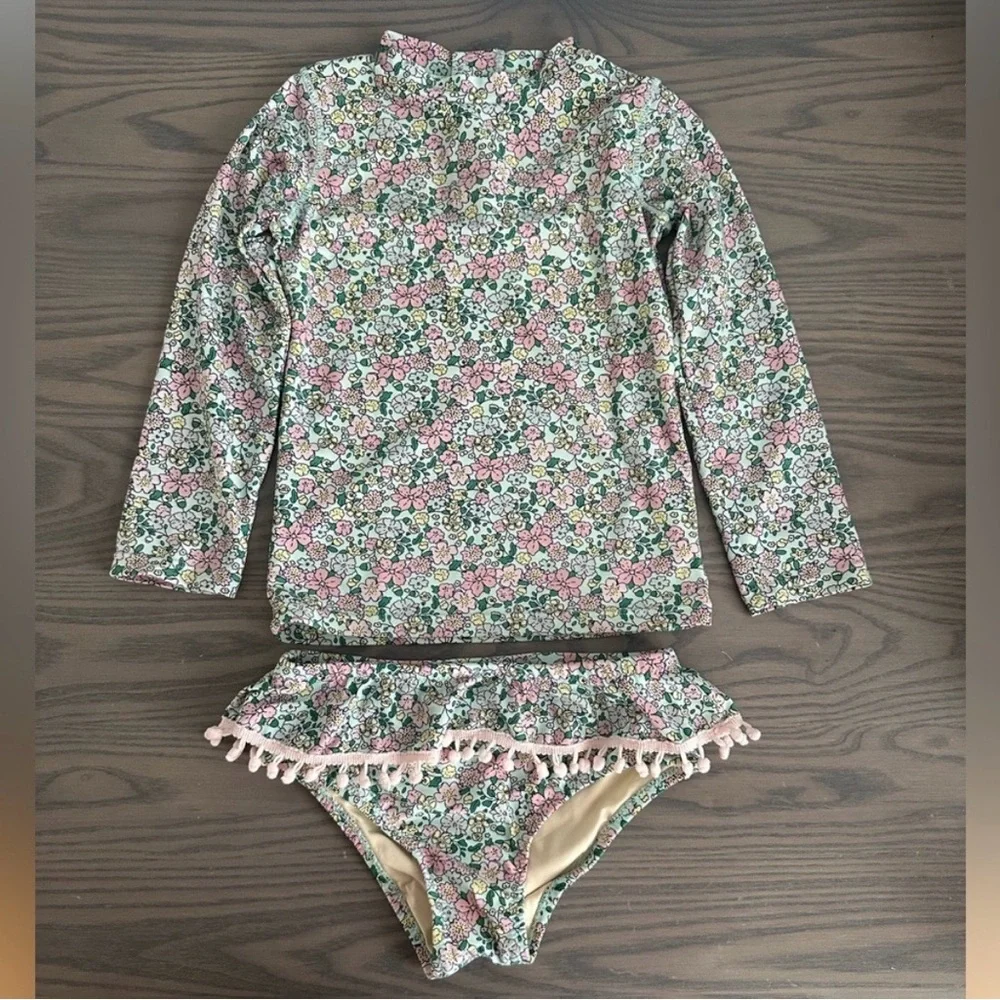 SHADE CRITTERS GIRLS FLORAL TWO PEICE RASHGUARD
